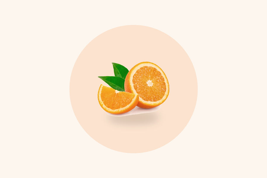 A fresh orange, the fruit most associated with Vitamin C